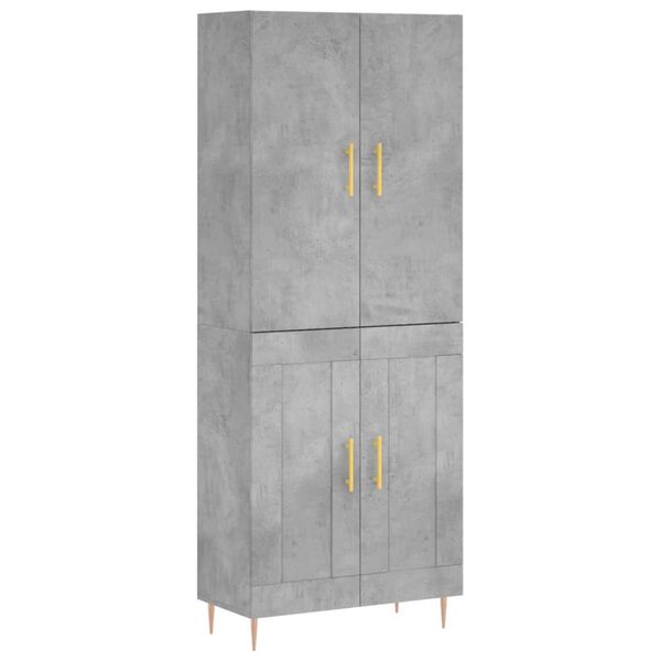 vidaXL Buffet haut Gris b&eacute;ton 69,5x34x180 cm Bois d'ing&eacute;nierie
