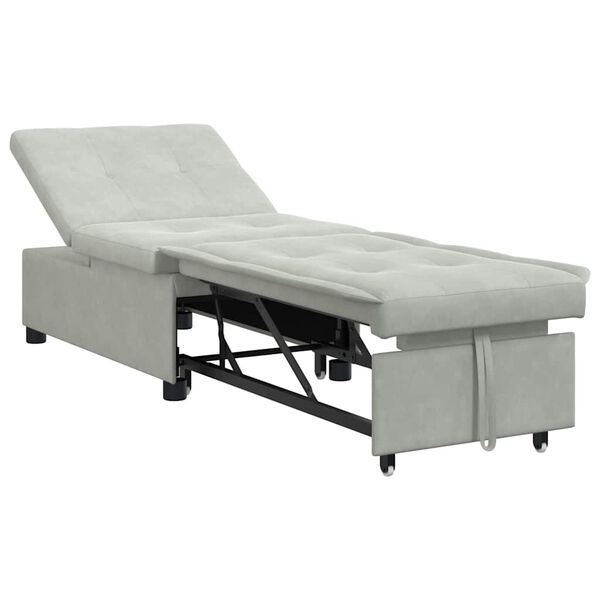 vidaXL Canap&eacute;-Lit Gris clair 194 x 67 x 82 cm Velours