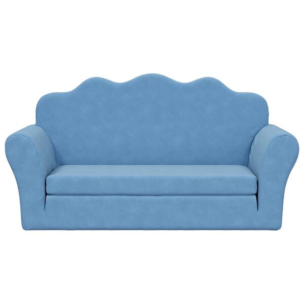 vidaXL Canap&eacute;-lit pour enfants &agrave; 2 places Bleu Peluche douce