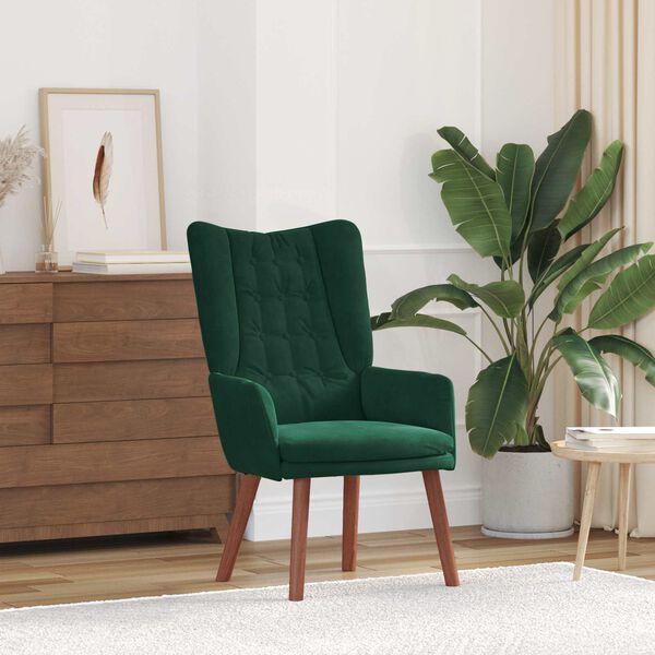 vidaXL fauteuil Vert fonc&eacute; 63 x 67 x 94 cm Velours