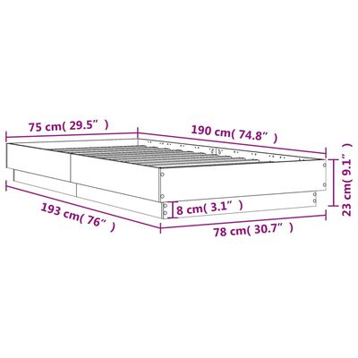 vidaXL Cadre de lit sans matelas chêne sonoma 75x190 cm