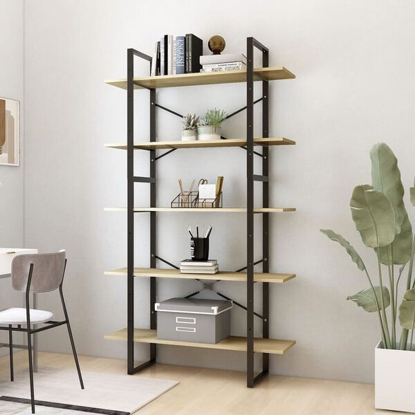 vidaXL Biblioth&egrave;que &agrave; 5 niveaux Ch&ecirc;ne sonoma 100x30x175 cm