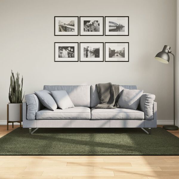 vidaXL Tapis HUARTE &agrave; poils courts doux lavable vert for&ecirc;t 140x200 cm