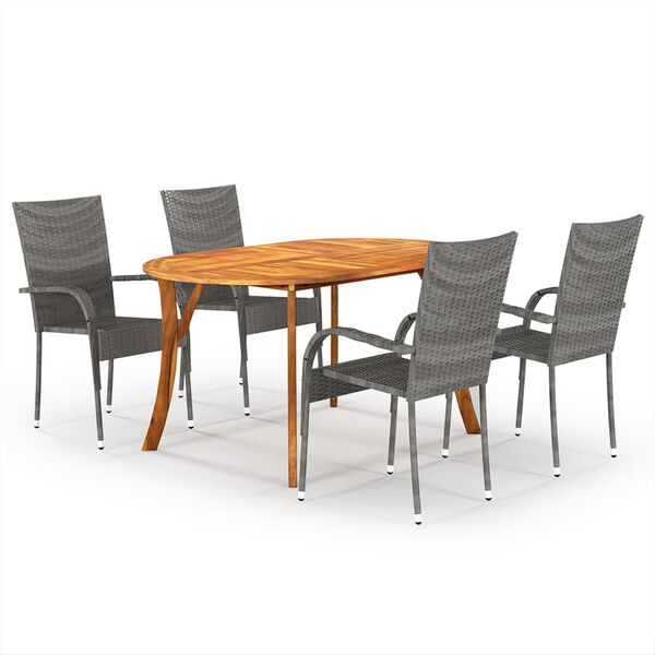 vidaXL Ensemble &agrave; manger de jardin 5 pcs Gris