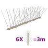 vidaXL Ensemble de 6 pointes &agrave; 4 rang&eacute;es contre oiseaux Plastique 3 m