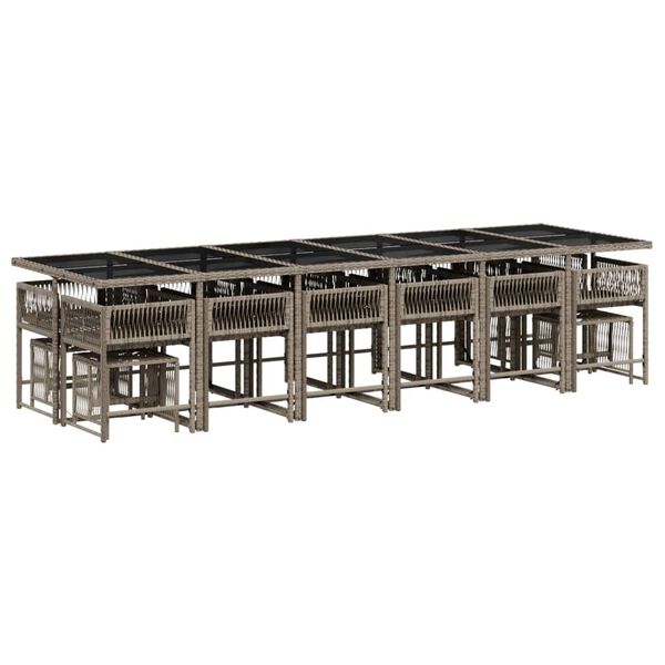 vidaXL Ensemble &agrave; manger de jardin 17 pcs et coussins r&eacute;sine tress&eacute;e