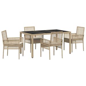 vidaXL Ensemble de salle &agrave; manger pour jardin 5 pcs Beige polyrotin