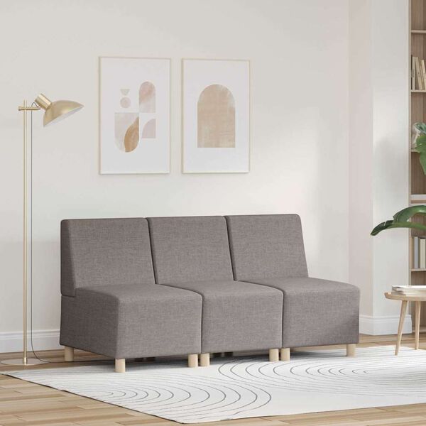 vidaXL Unit&eacute; de Sofa Modulaire Sans Accoudoirs 3 pcs Taupe