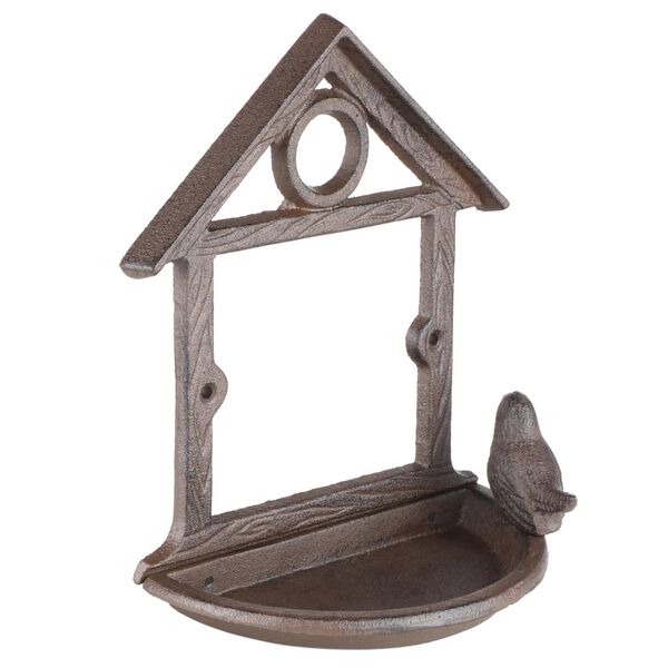 HI Mangeoire &agrave; oiseaux suspendue sous forme de maison 18 cm Marron