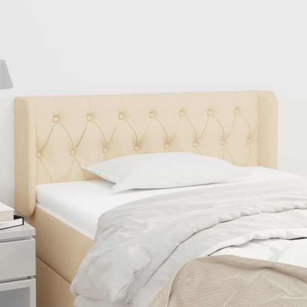 vidaXL T&ecirc;te de lit avec oreilles Cr&egrave;me 93x16x78/88 cm Tissu
