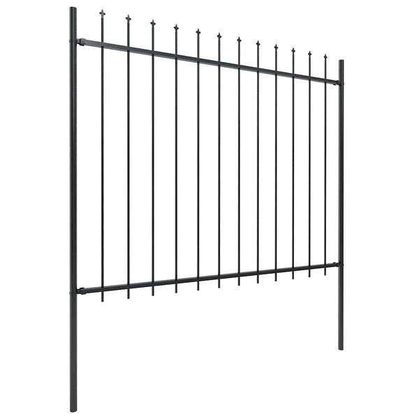 vidaXL Cl&ocirc;ture de jardin avec dessus en forme de lance en acier 181 x 150 cm Noir