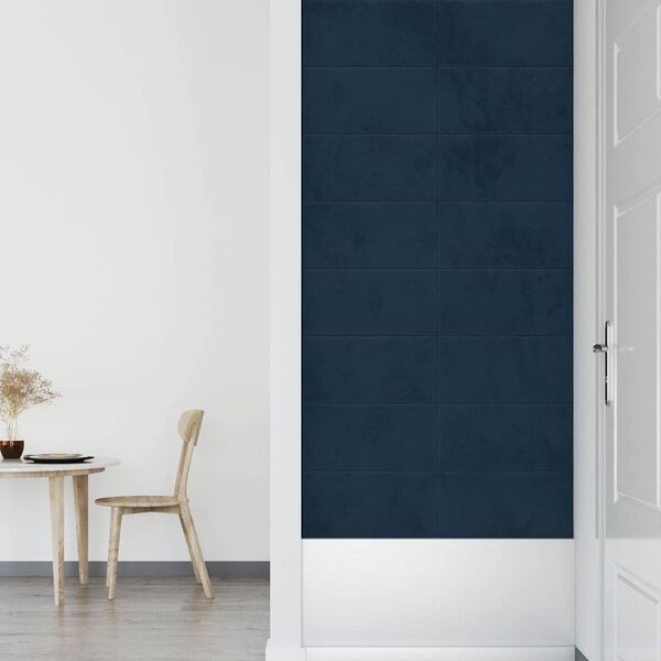 vidaXL Panneaux muraux 12 pcs Bleu 60x30 cm Velours 2,16 m&sup2;