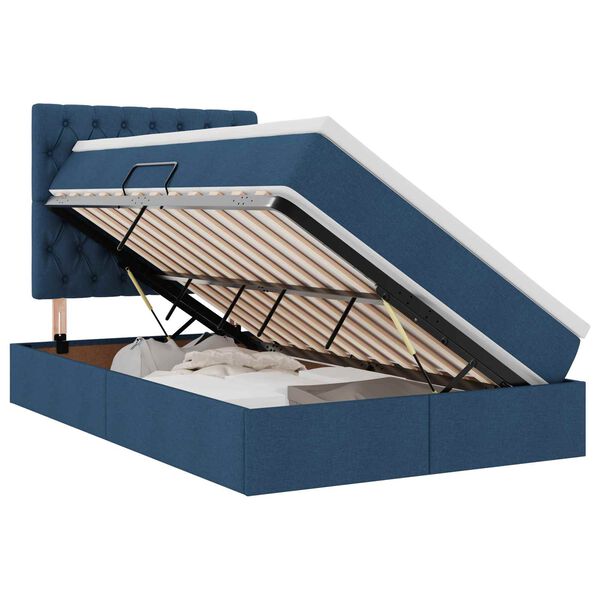 vidaXL Lit avec rangement et matelas Bleu 120 x 200 cm Polyester