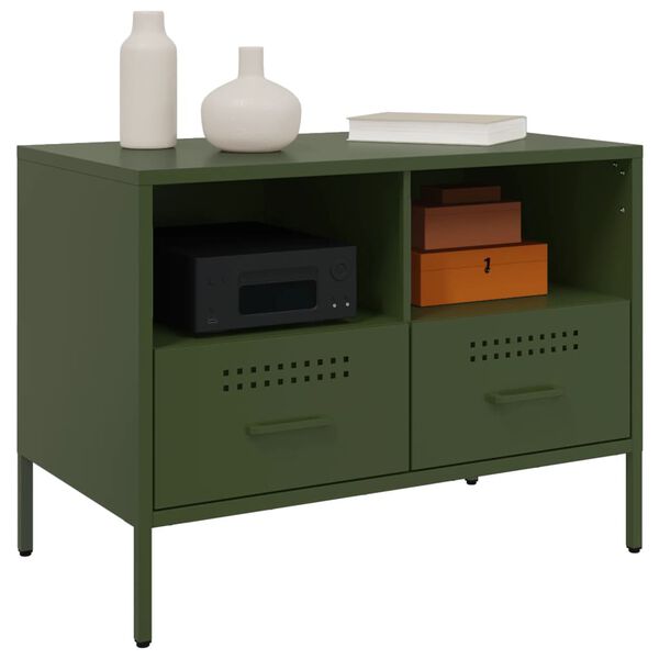 vidaXL Meubles TV 2 pcs vert olive 68x39x50,5 cm acier