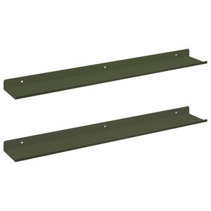 vidaXL &Eacute;tag&egrave;re flottante 2 pc Vert olive 60 x 8,5 x 2,5 cm Acier