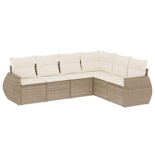 vidaXL Salon de jardin avec coussins 6 pcs beige r&eacute;sine tress&eacute;e