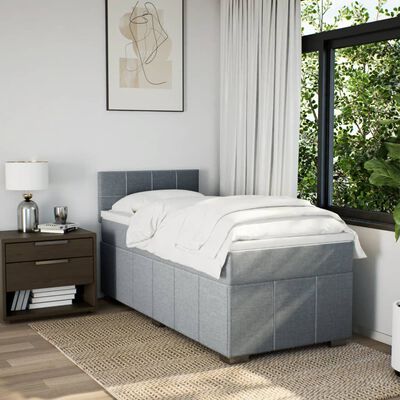 vidaXL Sommier à lattes de lit avec matelas Gris clair 90x200 cm Tissu