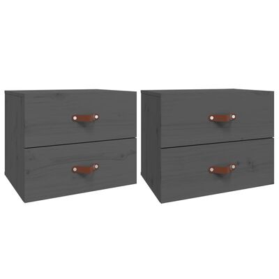 vidaXL Tables de chevet murales 2 pcs Gris 50x36x40 cm