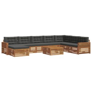 vidaXL Ensemble de canap&eacute;s d'ext&eacute;rieur 9 pc Naturel et Anthracite