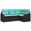 vidaXL Ensemble de Canap&eacute;s avec coussin 4 pcs Noir polyrotin