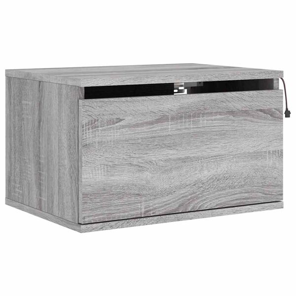 vidaXL Table de chevet murale avec lumi&egrave;res LED sonoma gris