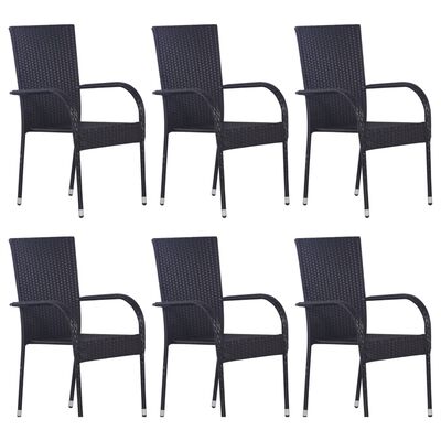 vidaXL Ensemble de salle à manger de jardin 7 pcs Noir