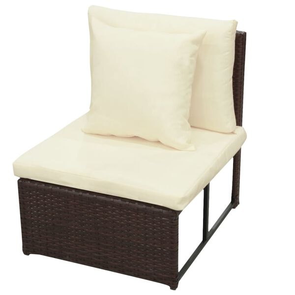 vidaXL Salon de jardin 8 pcs avec coussins r&eacute;sine tress&eacute;e marron