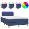 vidaXL Sommier &agrave; lattes de lit matelas et LED bleu 120x190 cm tissu