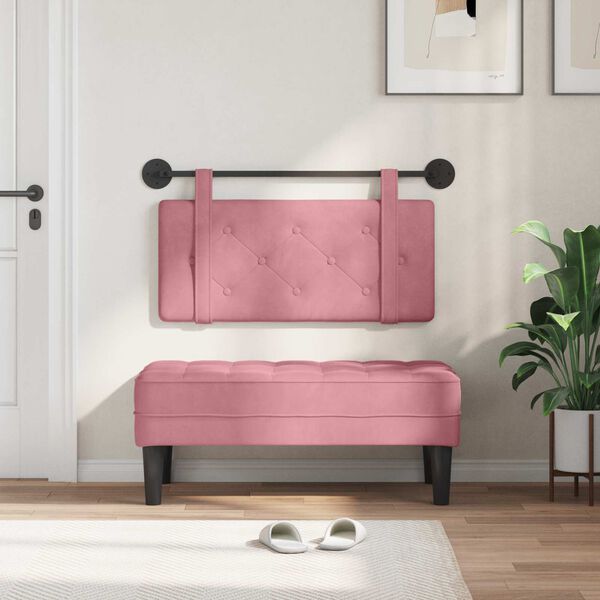 vidaXL T&ecirc;te de lit suspendue Rose 100 x 55 x 5 cm Velours