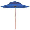 vidaXL Parasol &agrave; deux &eacute;tages avec m&acirc;t en bois bleu 270 cm