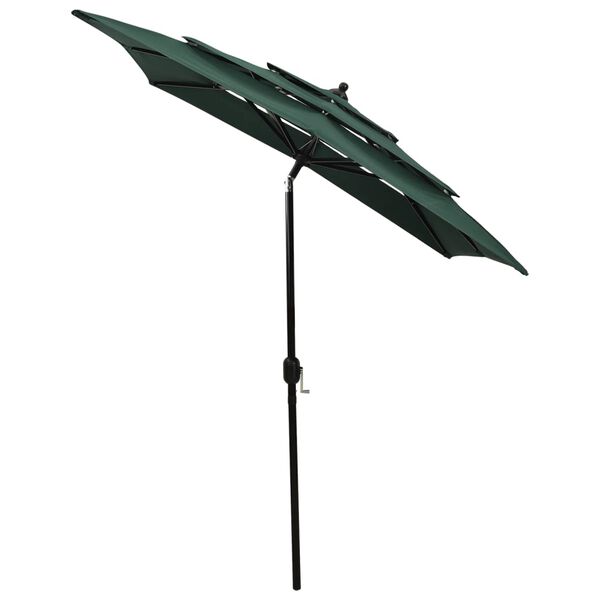 vidaXL Parasol de jardin à 3 niveaux avec mât en aluminium vert 2x2 m