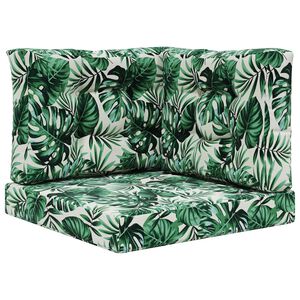 vidaXL Coussin de canap&eacute; d'ext&eacute;rieur 3 pcs Motif feuille Polyester