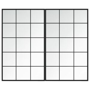 vidaXL Miroirs muraux 2 pcs noir 100x60 cm m&eacute;tal