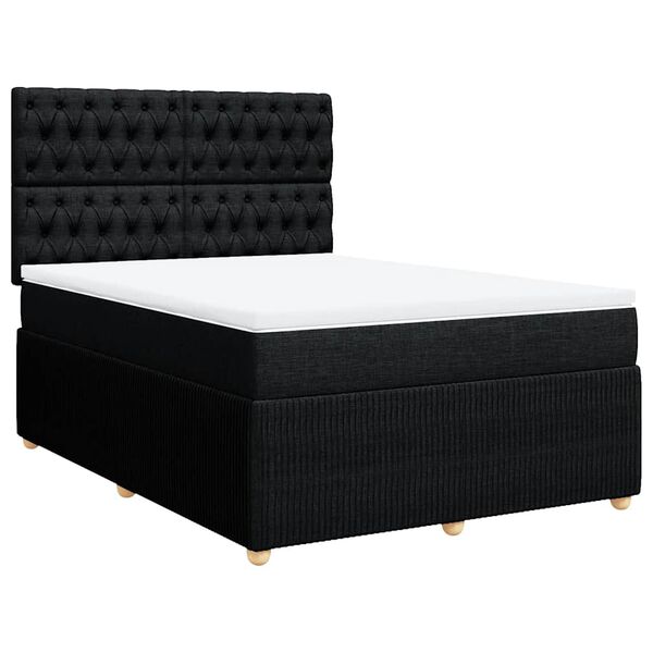 vidaXL Sommier &agrave; lattes de lit avec matelas Noir 140x200 cm Tissu
