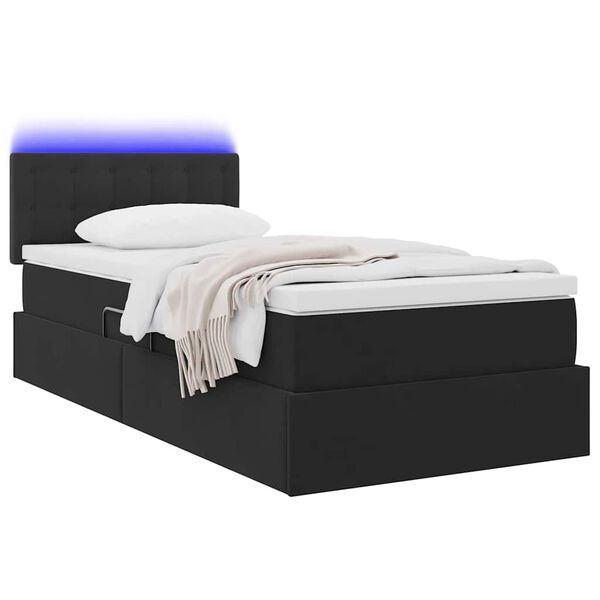 vidaXL Lit avec rangement et LED avec LED Noir 100 x 200 cm Velours