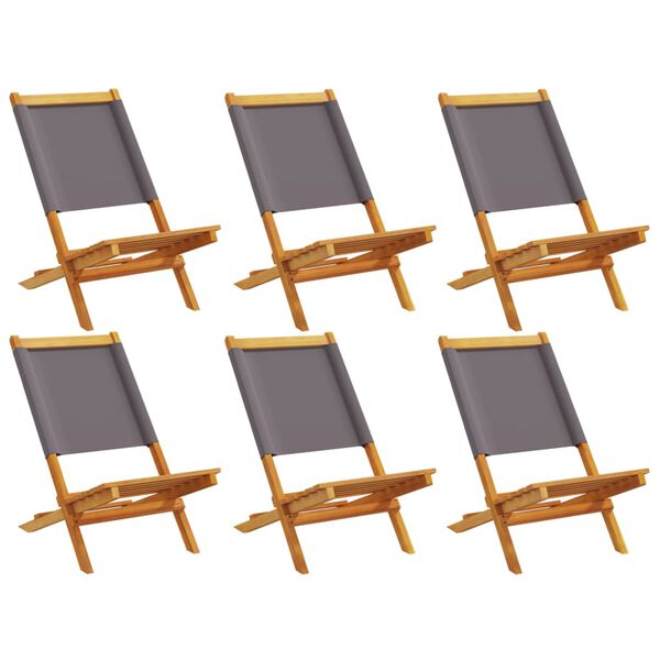 vidaXL Chaises de jardin pliantes lot de 6 tissu et bois massif
