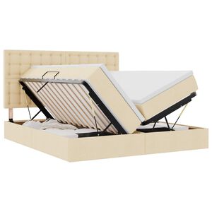 vidaXL Lit de Rangement avec t&ecirc;te de lit Cr&egrave;me 180 x 200 cm Tissu