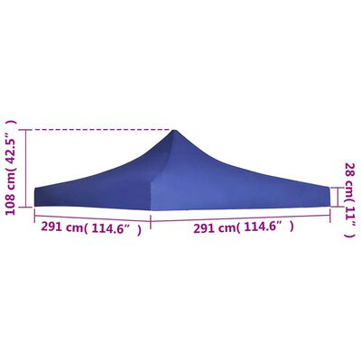 vidaXL Toit de tente de réception 3 x 3 m Bleu