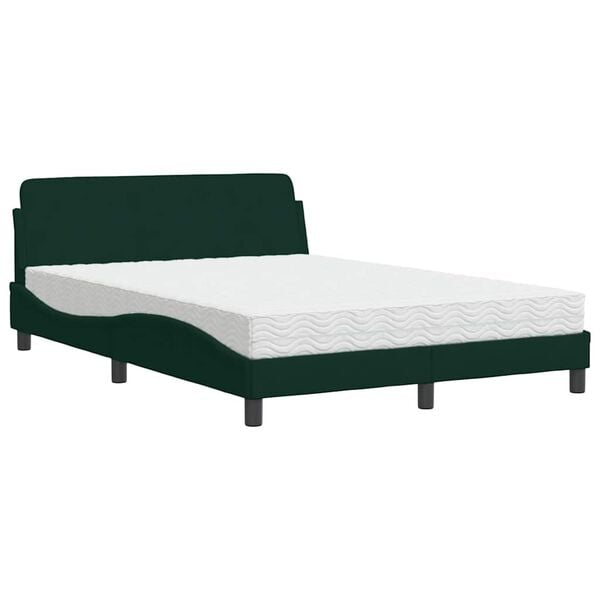 vidaXL Lit avec matelas Dover vert fonc&eacute; 140x200 cm velours