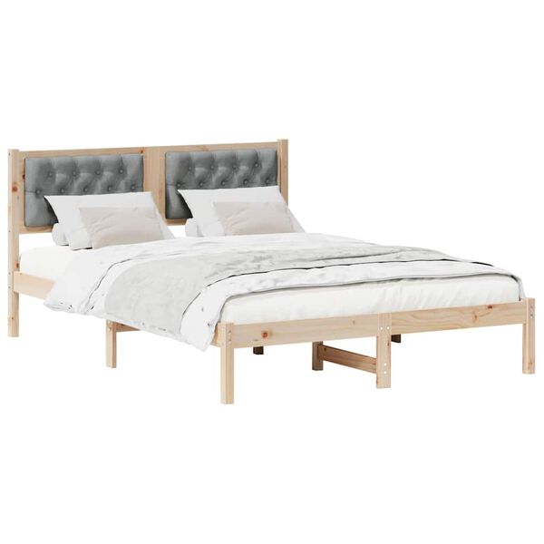 vidaXL Cadre de lit Gris clair 140 x 190 cm Pin massif