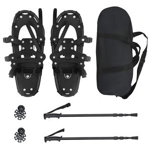 vidaXL Raquettes &agrave; neige 3 EN 1 avec b&acirc;tons de randonn&eacute;e Noir