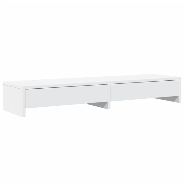 vidaXL Support d'écran avec tiroirs Blanc 100 x 27 x 15 cm Bois d'ingénierie