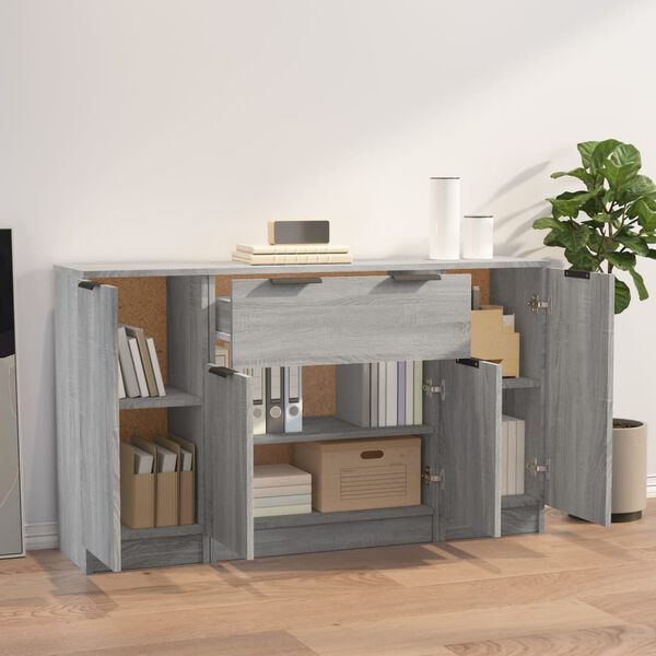 vidaXL Buffets 3 pcs Sonoma gris Bois d'ing&eacute;nierie