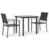 vidaXL Ensemble &agrave; manger de jardin 3 pcs r&eacute;sine tress&eacute;e acier