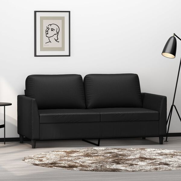 vidaXL Canap&eacute; &agrave; 2 places Noir 140 cm Similicuir
