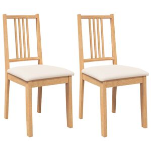 vidaXL Chaises &agrave; manger coussins 2 pcs naturel bois massif caoutchouc