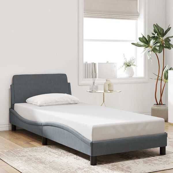 vidaXL Cadre de lit Dover gris fonc&eacute; 90x190 cm velours
