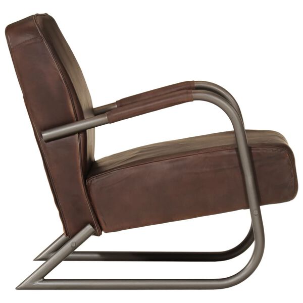 vidaXL Fauteuil marron cuir v&eacute;ritable