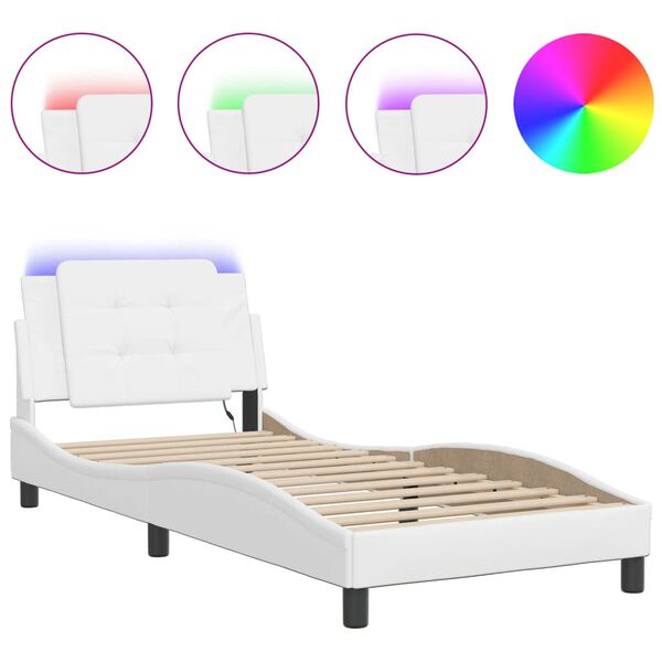 vidaXL Cadre de lit avec LED sans matelas Zadar blanc 80x200 cm