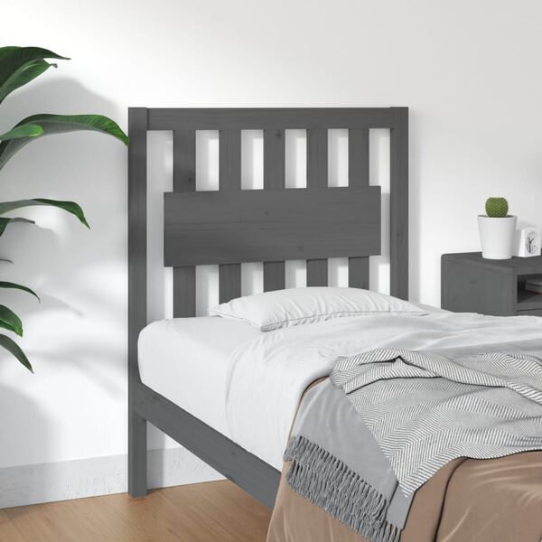 vidaXL T&ecirc;te de lit Gris 80,5x4x100 cm Bois massif de pin